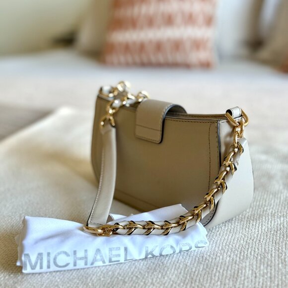 Michael Kors Carmen Extra-Small Saffiano Leather Shoulder Bag Cream - Picture 2 of 8